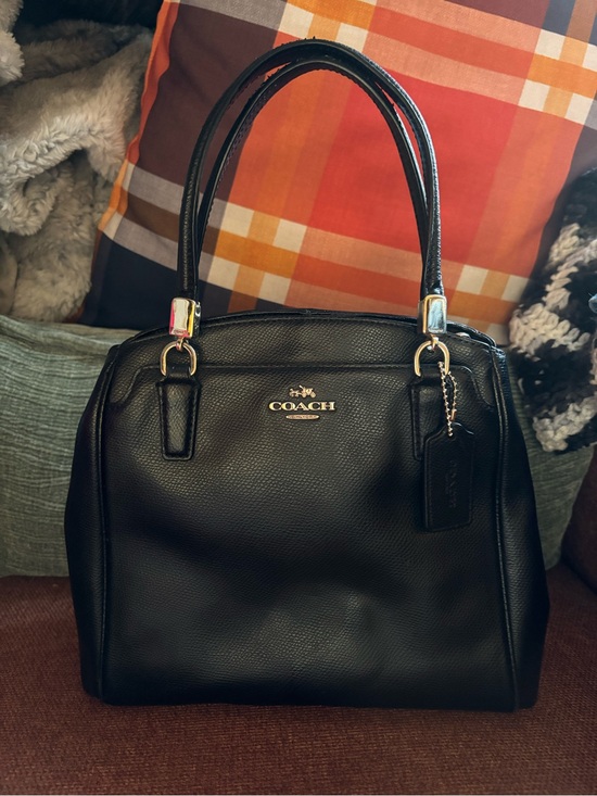 Coach Handbags - Coach Black Pebbled Leather Satchel Purse Handbag
